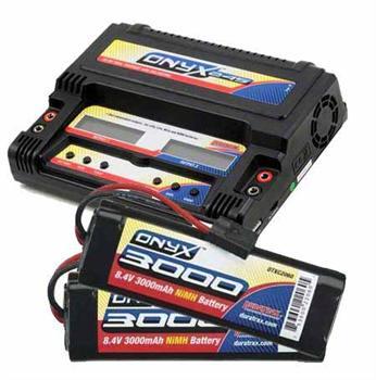 DuraTrax 7C 8.4V 3000mAh NiMH Hump (2) Batteries & DuraTrax Onyx 245 AC/DC Dual Charger DTXC2060-DTXP4245