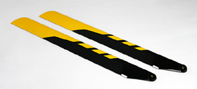 430mm Carbon Fiber Main Blades for 500 Class Electric Helicopters (Black W/Yellow patten)