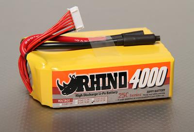 Rhino 4000mAh 6S2P 25C Lipoly Pack
