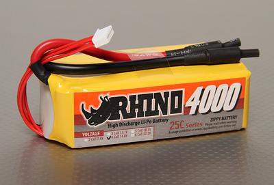 Rhino 4000mAh 4S2P 25C Lipoly Pack