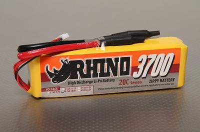 Rhino 3700mAh 4S 14.8v 20C Lipoly Pack
