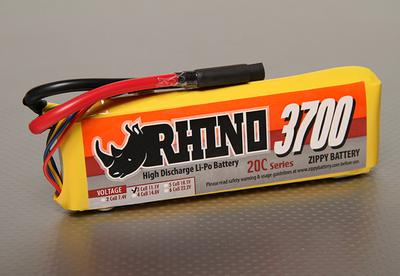 Rhino 3700mAh 3S 11.1v 20C Lipoly Pack