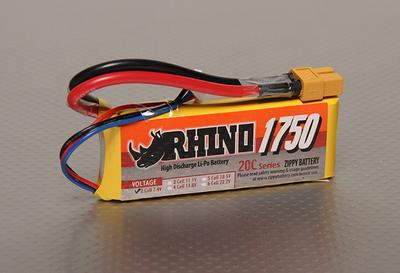 Rhino 1750mAh 2S 7.4v 20C Lipoly Pack