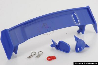 1/10 RC Car Body Rear Spoiler &amp; Side Mirror Set (Blue)