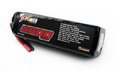 2500mAh 4S 14.8V 50C LiPo Battery