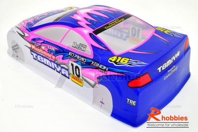 1/10 Painted RC Car Body Tamiya 416 Analog Championship Driver With Rear Spoiler (Blue)