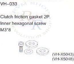 Clutch friction gasket 2P. (VH-X5043) + Inner hexagonal screw M3*8 (VH-X5048)