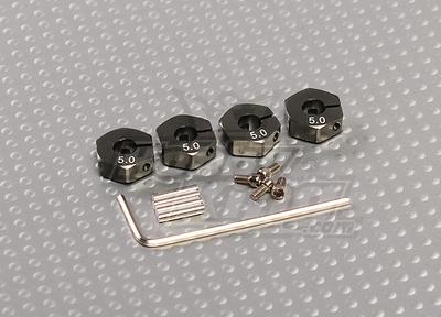 Titanium Color Aluminum Wheel Adaptors with Lock Screws - 5mm (12mm Hex)