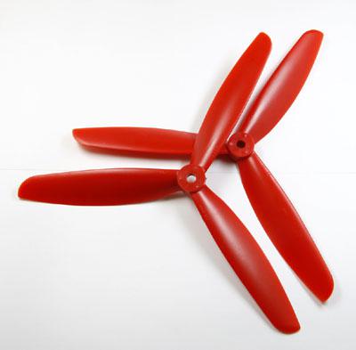 3-blade 9 x 45 Propeller Set (one CW, one CCW) - Red