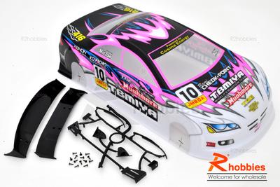 1/10 Painted RC Car Body Tamiya 416 Analog Championship Driver With Rear Spoiler (Black)
