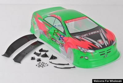 1/10 Hot Rodies Analog Painted RC Car Body With Rear Spoiler (Green)