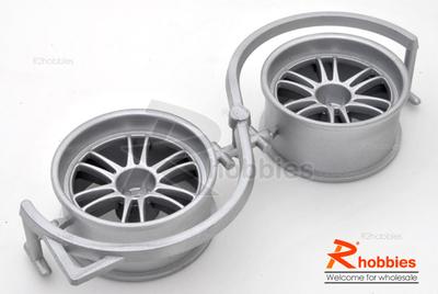 1/10 RC Car 12 Spoke Metallic Plate Wheel Sports 26mm 2pcs - Grey