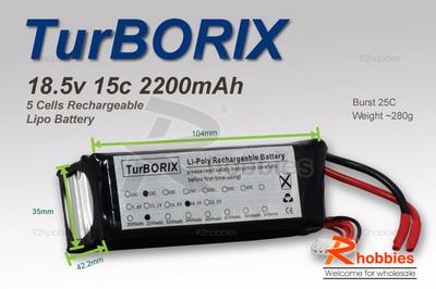 Turborix 18.5v 15c 2200mAh 5s Lipo Lithium Polymer Battery