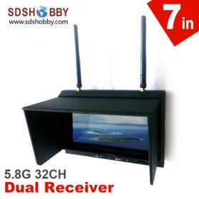 7in FPV Monitor/ Displayer Built-in 32CH 5.8G Diversity Dual Receiver with Folding Sunshade Sky-702