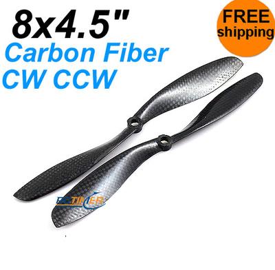 (1Pair) 8x4.5" Carbon Fiber CW CCW Propellers