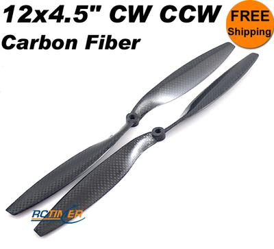 (1Pair) 12x4.5" Carbon Fiber CW CCW Propellers