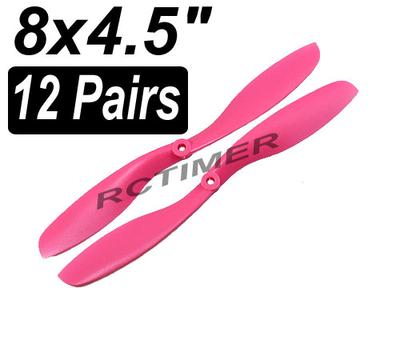 (12 Pair) 8x4.5" Pink CW CCW Propellers