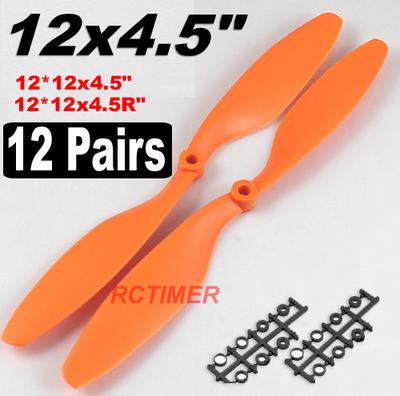 12 Pairs Orange 12x4.5" Counter Rotating Propellers