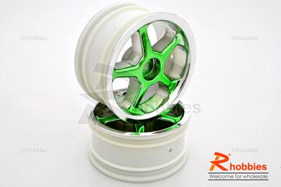 1/10 RC Car 5 Spoke Wheel Metallic Sports 26mm - Green (2pcs)