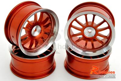 1/10 RC Car 12 Spoke Alloy Wheel Sports 26mm (4pcs) - Copper