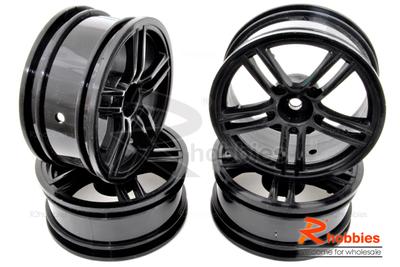 1/10 RC Car 10 Spoke Sporty Wheel (Black) 4pcs