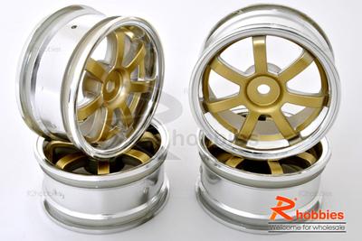 1/10 RC Car 7 Spoke Wheel Metallic 26mm - Gold