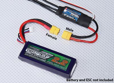 XT60 Male w/ 12AWG Silicon Wire 10cm (5pcs/bag)