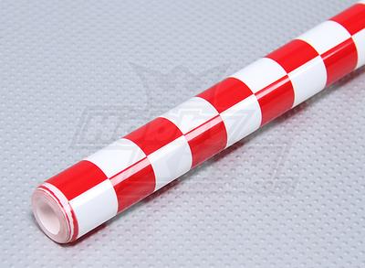 Covering Film Grill-work Red/White Small (20mm) Squares (5mtr)