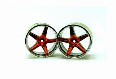 Redcat Racing Chrome Front 5 Spoke Yellow Anodized Wheels RED06008PL