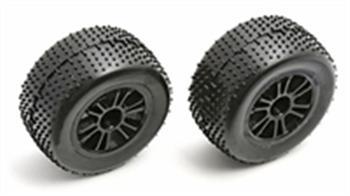 Associated 18B Rear Spoke Wheel/Tire/Insert Black ASC21281