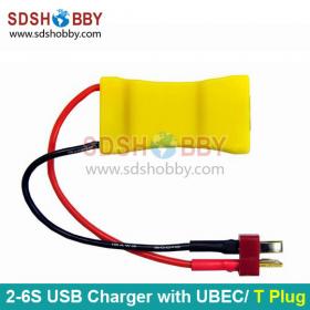 2S-6S Lipo to USB Charger with UBEC Function, T Plug
