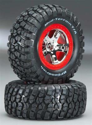 Traxxas Tire/Wheel Assembled Red Beadlock Front/Rear (2) TRA5867
