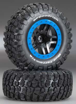 Traxxas Tire/Wheel Assy Glued SCT Split-Spoke Black (2) TRA5885A