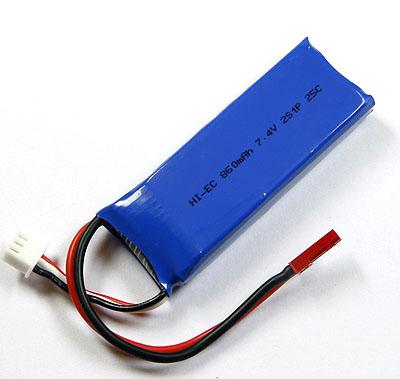 HI-EC 860mAh / 7.4V 25C LiPoly Battery Pack W/ JST-connector