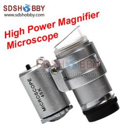 High Power Magnifier/ Magnifying Glass/ Top Grade Compact-type 45times Microscope/ Focusable Magnifier with LED light