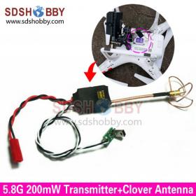 5.8G 200mW Transmitter + Clover Antenna/ for DJI 2~6S Phantom Multicopter FPV-10g
