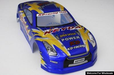 1/18 Nissan Skyline Analog Painted RC Car Body with Rear Spoiler (Blue/Gold)