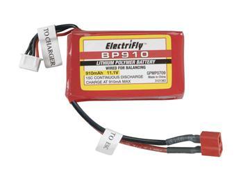 Great Planes ElectriFly LiPo 11.1V 910mAh 15C BP Series GPMP0709