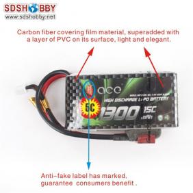 Gens ACE New Design High Quality 1300mAh 15C/2S 7.4V Lipo Battery with T Plug