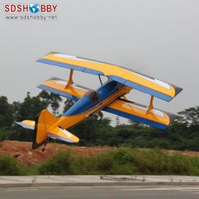 New 71" Pitts 50CC RC Model Gasoline Airplane ARF /Petrol Airplane Black & Blue & Yellow Color