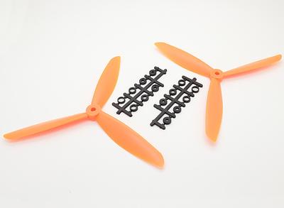 Counter Rotating Three Blade 8x4.5 Propeller - Orange (1Pair/Bag)