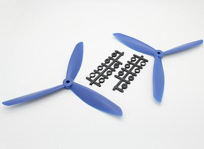 Counter Rotating Three Blade 8x4.5 Propeller - Blue (1Pair/Bag)