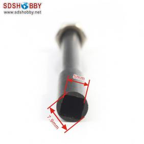 Drive shaft with screw L=106mm Dia-A=6.35mm Dia-B=7.9mm Side=5X5mm