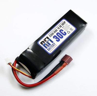 RFI 2200mah/11.1V 30C Li-poly Battery Pack W/T-connector 6C Charging