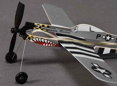 Rubber Band Powered Freeflight P-51 Mustang 291mm Span