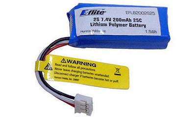 200mAh 2S 7.4V 25C LiPo, 26AWG