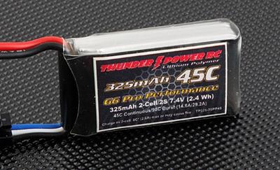 325mAh 2S 7.4V 45C LiPo Battery w/ JST