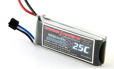 910mAh 2S 7.4V 25C LiPo Battery w/ JST