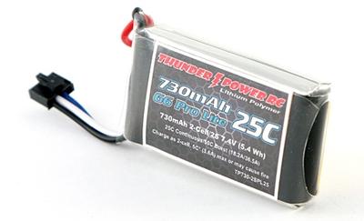 730mAh 2S 7.4V 25C LiPo Battery w/ JST