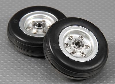 Scale Jet/Warbird Alloy Wheel 57mm w/Grooved Rubber Tire/Ballraced (2pc)